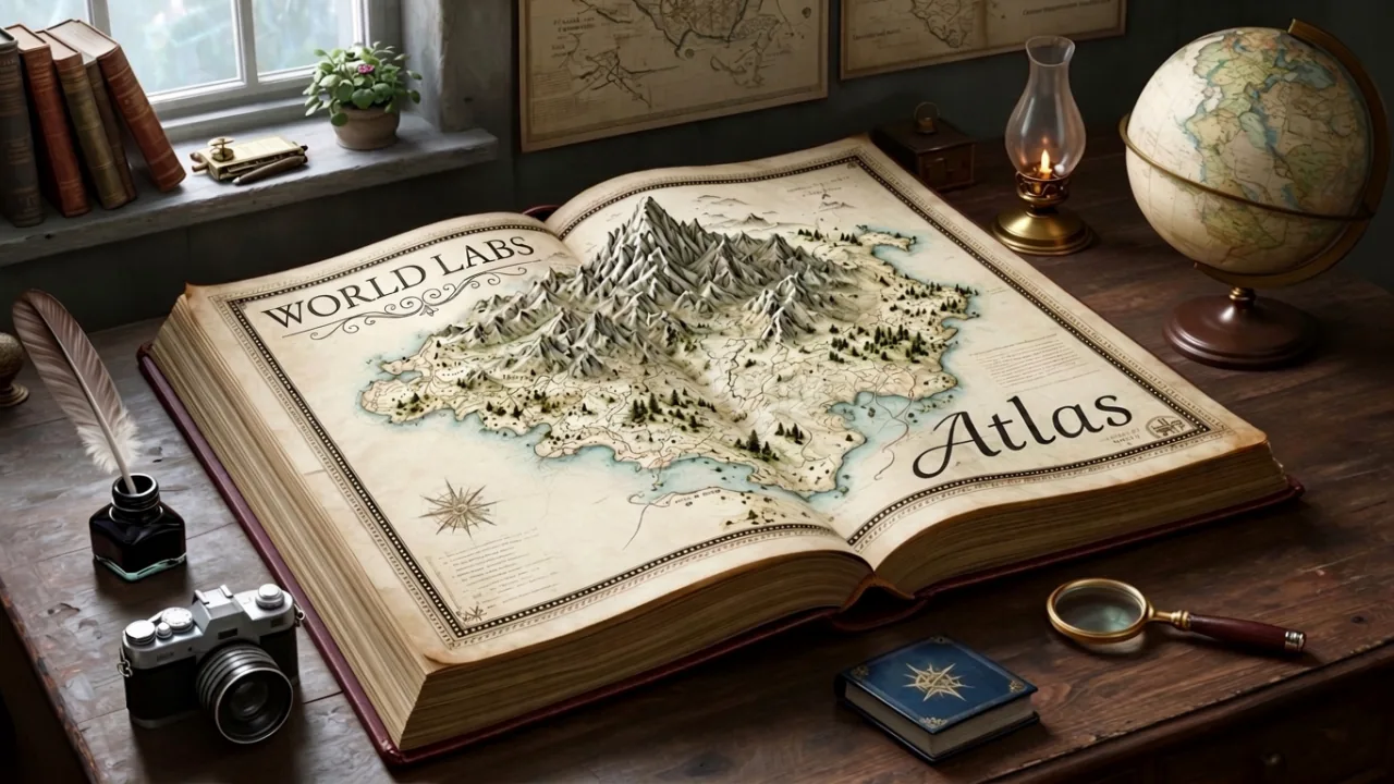 Official Atlas input: an open atlas and globe on a desk