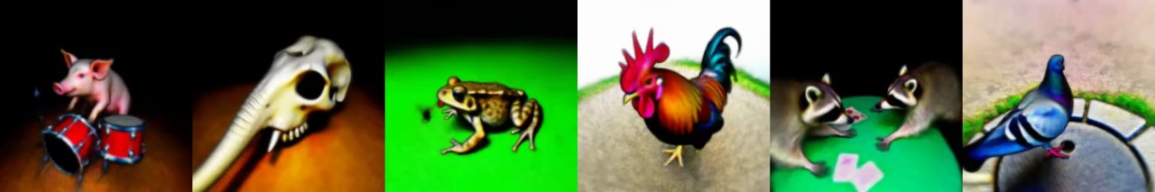 DreamFusion official gallery: generated objects rendered from changing viewpoints